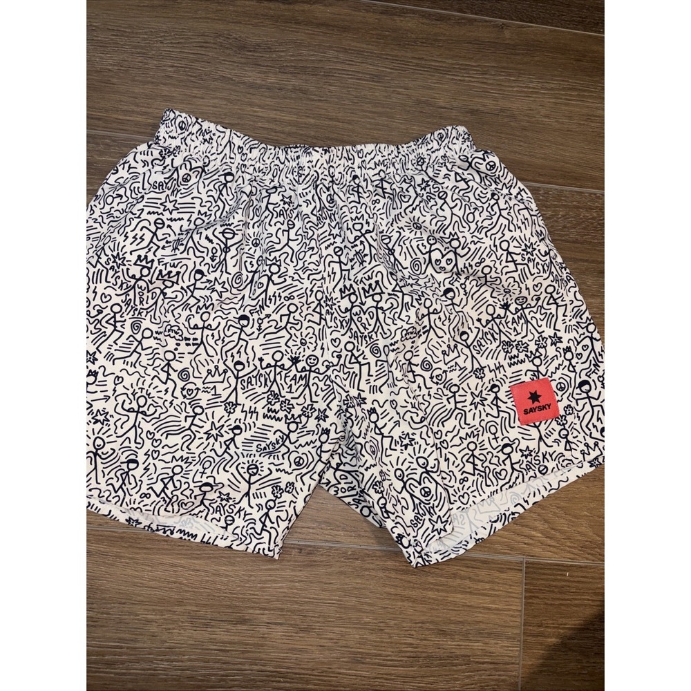 Saysky Men's Contemporary Cartoon Pace Running Shorts 5" Small
